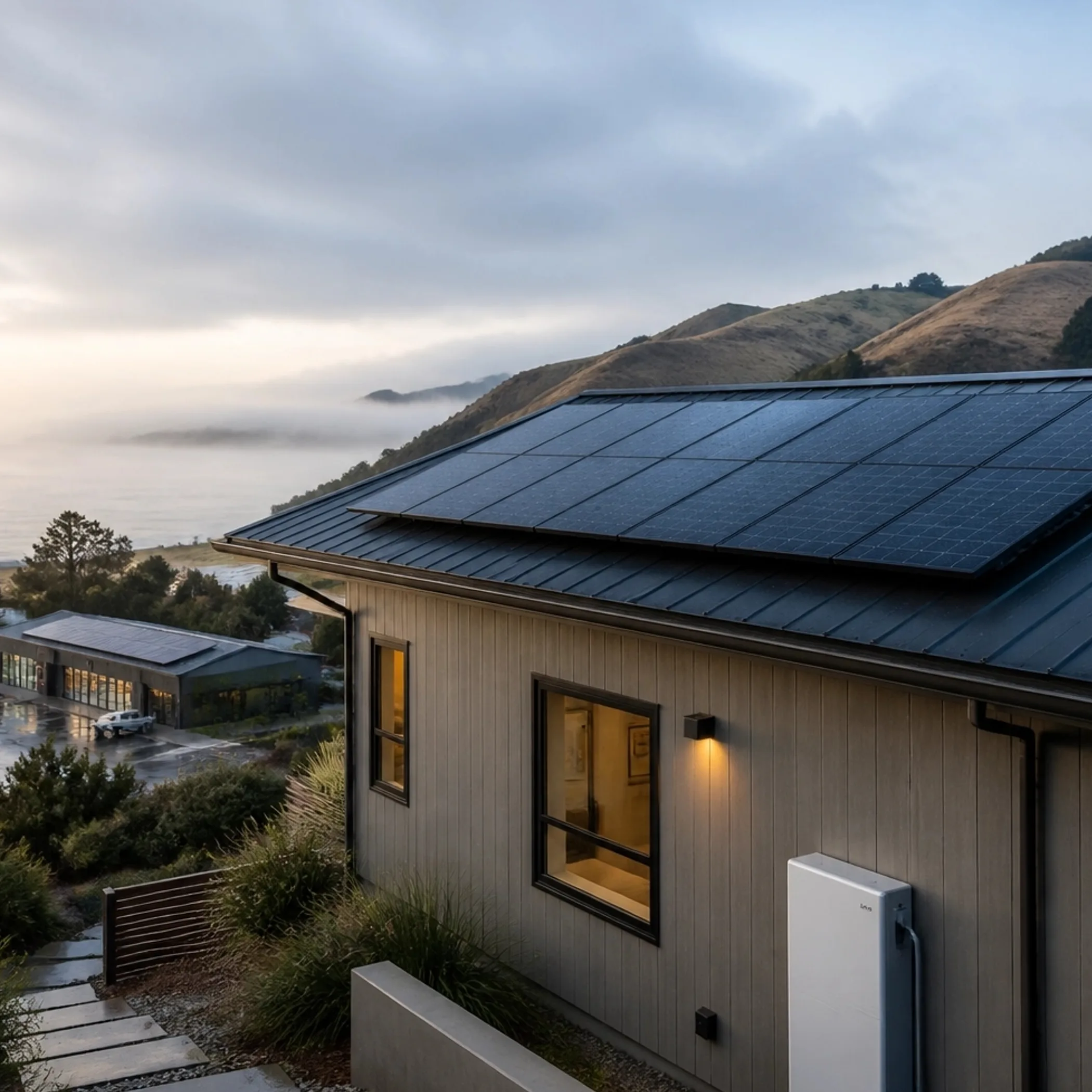 residential solar panels in coastal setting